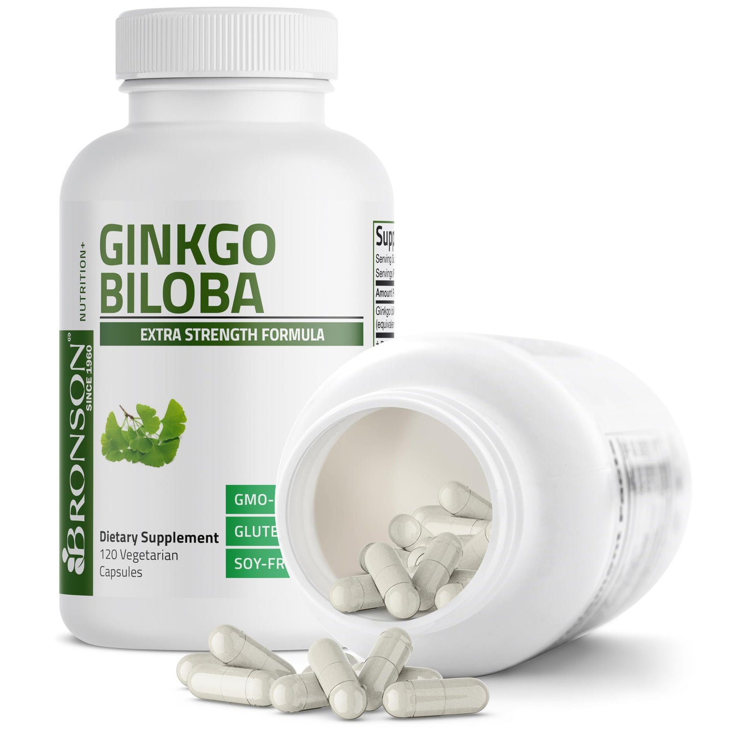 Bronson Ginkgo Biloba Extra Strength Supports Brain Function & Memory Support, 120 Vegetarian Capsules Bronson