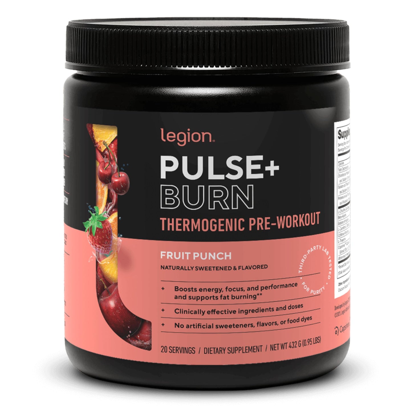 LEGION Pulse+ Burn Thermogenic Pre Workout Powder - High Stimulant Energy - L-Carnitine, Citrulline Malate, Beta Alanine, Capsimax - Nitric Oxide Booster - Pink Lemonade, 20 Servings