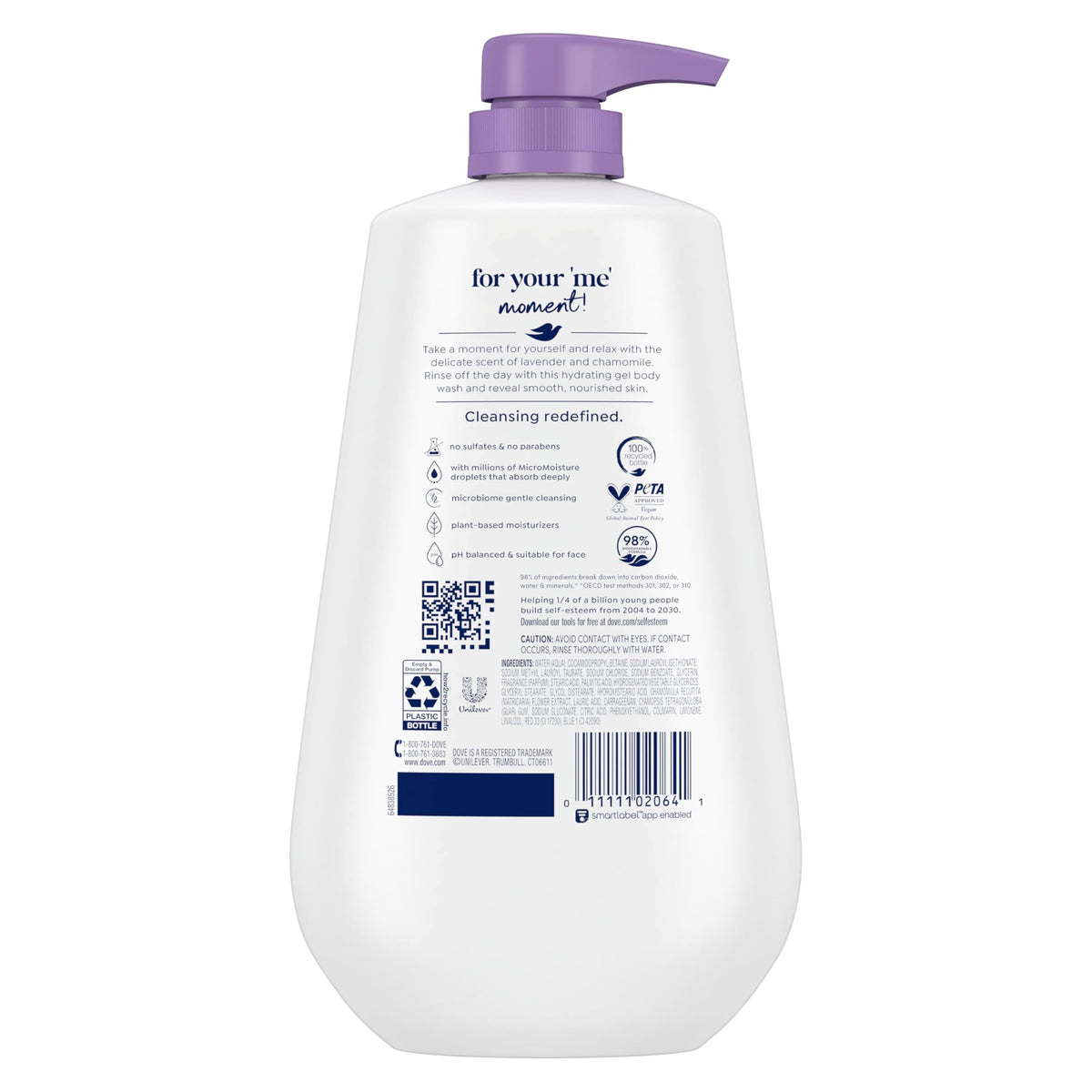 Dove Body Wash Relax Lavender Oil & Chamomile 30.6 oz Pump, Sulfate Free Dove