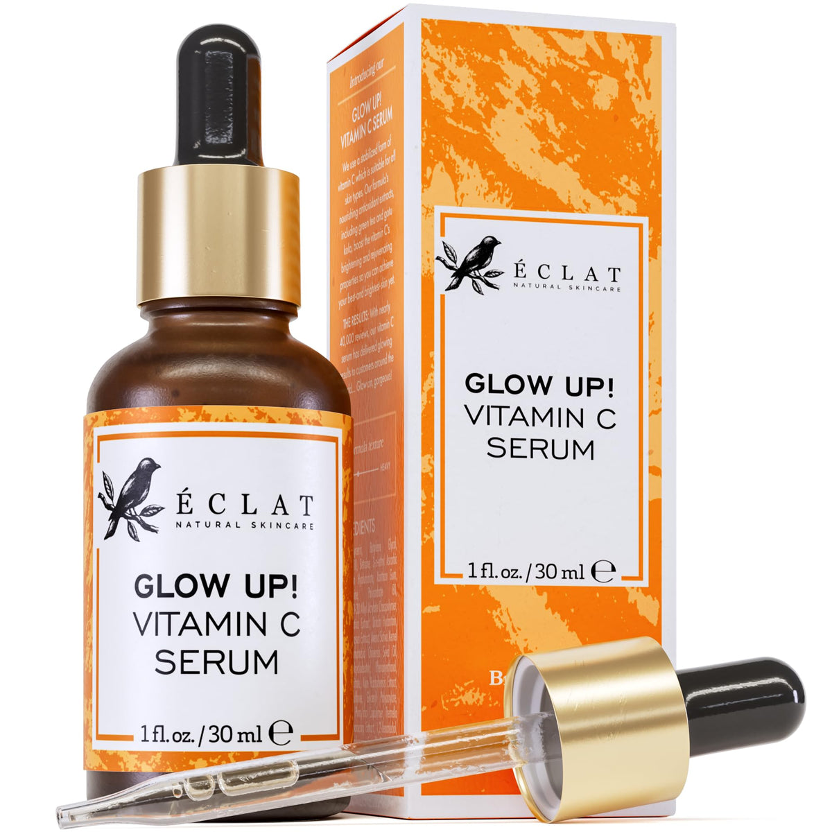 Eclat Skincare Vitamin C Serum - Skin Care for Dark Spots, Vitamin C Serum for Face with Hyaluronic Acid, Ferulic Acid, & Vit E - Anti Aging and Skin Brightening Vit C Formula for Face Care 1 Fl Oz Eclat Skincare