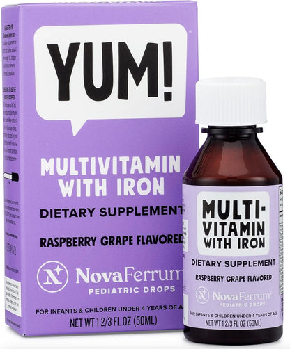 NovaFerrum Yum | Multivitamin with Iron for Infants, Toddlers & Kids Ages 4 & Under | Immune Support | Gluten Free Certified NovaFerrum