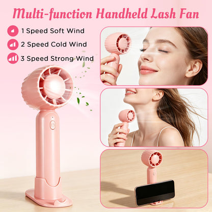 Eyelash Extension Cleanser Lash Mousse Lash Shampoo for Extensions, USB Mini Portable Fan Rechargeable Electric Handheld Air Conditioning (lash kit-handheld fan) WOZUTUNT