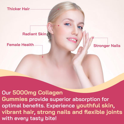 OHaboth Collagen Gummies for Women, Hydrolyzed Collagen Peptides Type I, II, III, V, X, 0 Sugar - Collagen Gummies for Skin, Wrinkles, Hair, Nails OHaboth