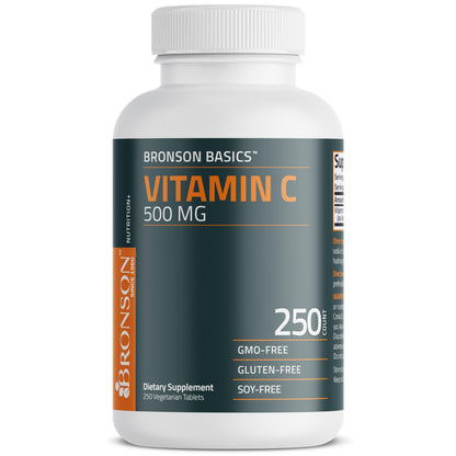 Bronson Vitamin C 500 MG Supports a Healthy Immune System & Antioxidant Protection, Non-GMO, 250 Vegetarian Tablets Bronson