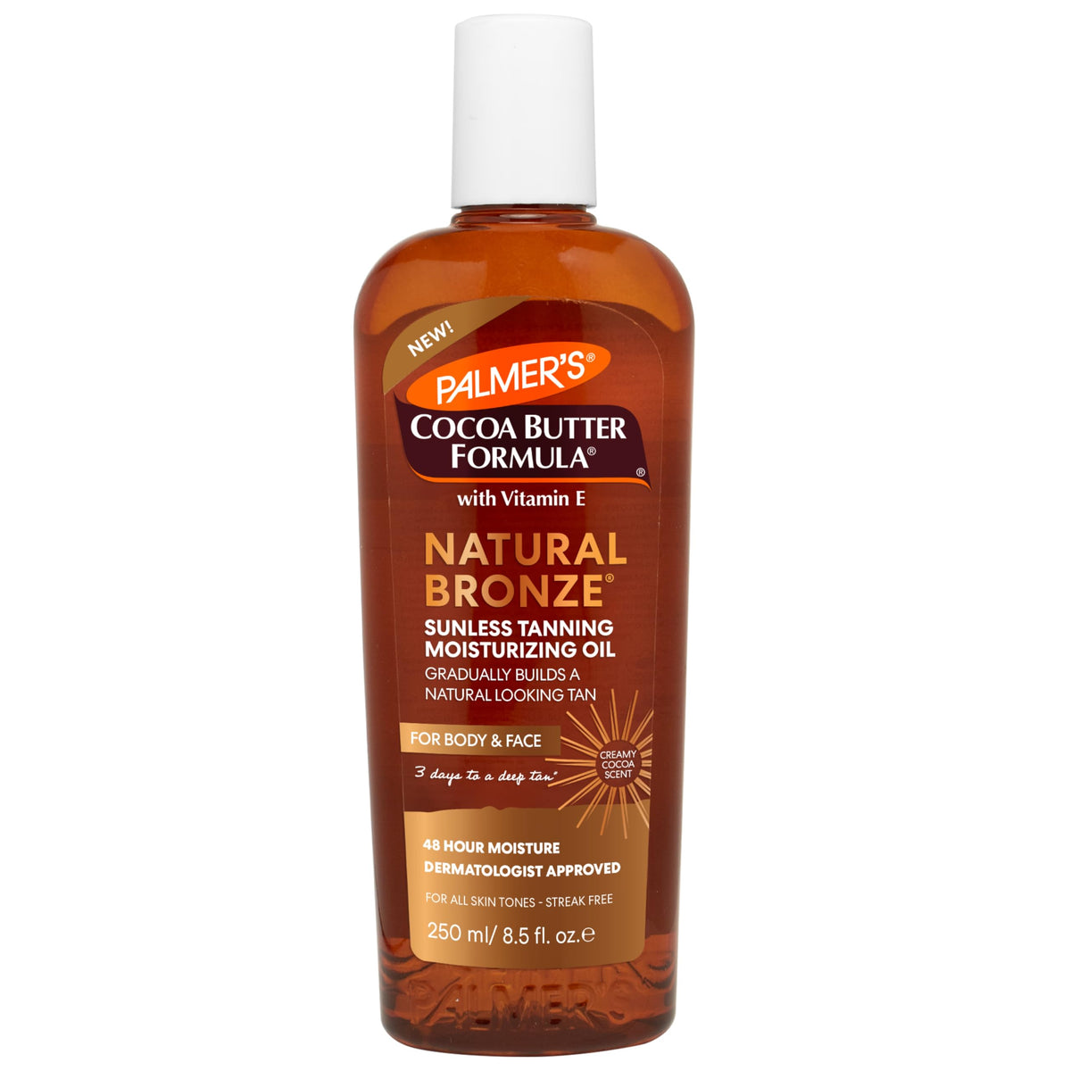 Palmer’s Cocoa Butter Formula, Natural Bronze Sunless Tanning Moisturizing Body Oil (8.5 fl oz), Face & Body Gradual Tanner, Buildable, Natural-Looking Tan in 3 Days, No Streak, 48-Hour Moisture Palmer's