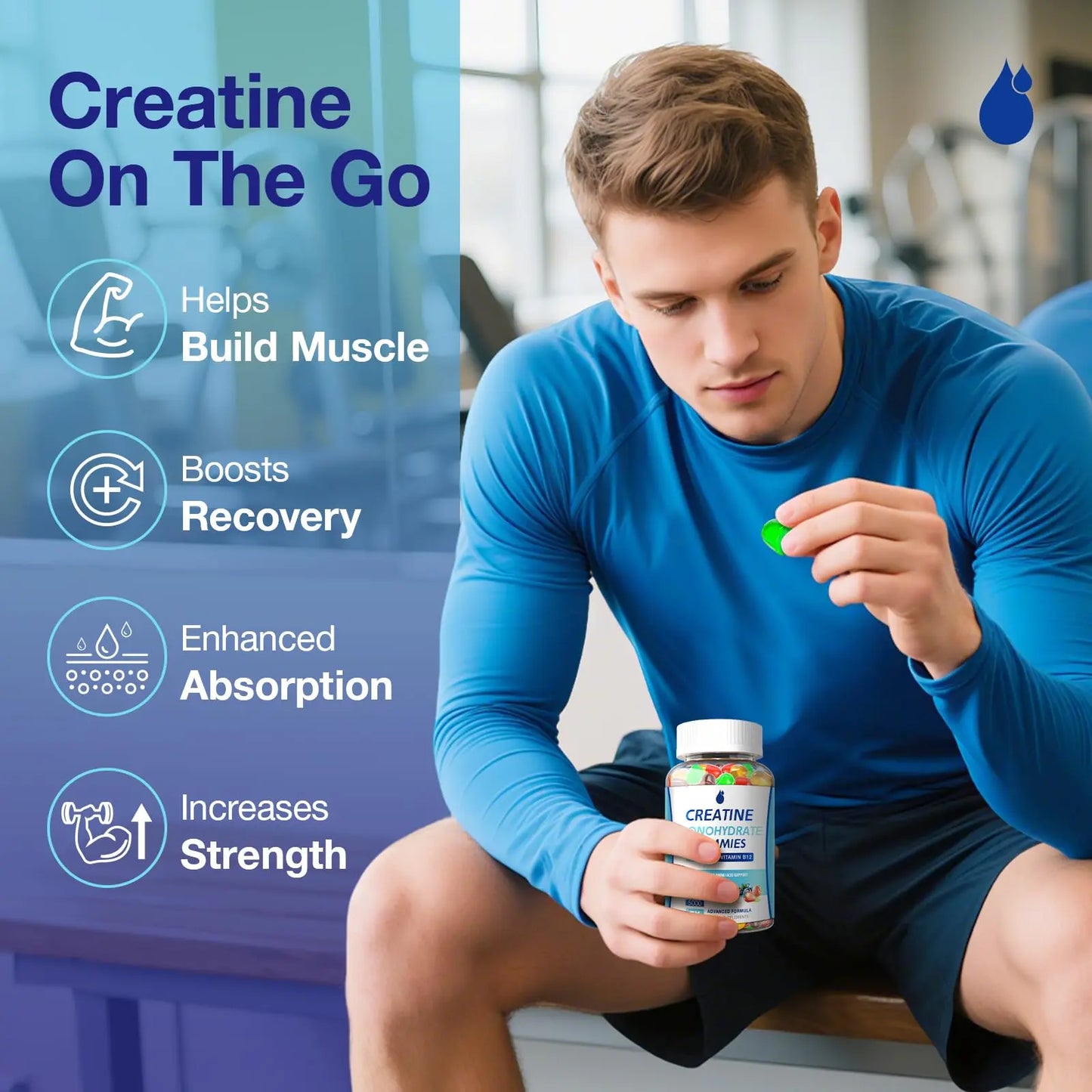 MaxHemp Creatine Gummies for Men & Women - Creatine Monohydrate Gummies 5g, Muscle Builder, Energy Boost & Pre-Workout Supplement, MaxHemp