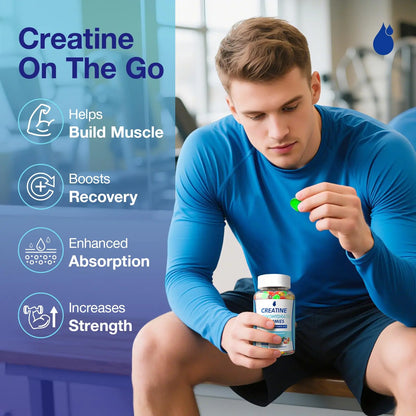 MaxHemp Creatine Gummies for Men & Women - Creatine Monohydrate Gummies 5g, Muscle Builder, Energy Boost & Pre-Workout Supplement, MaxHemp