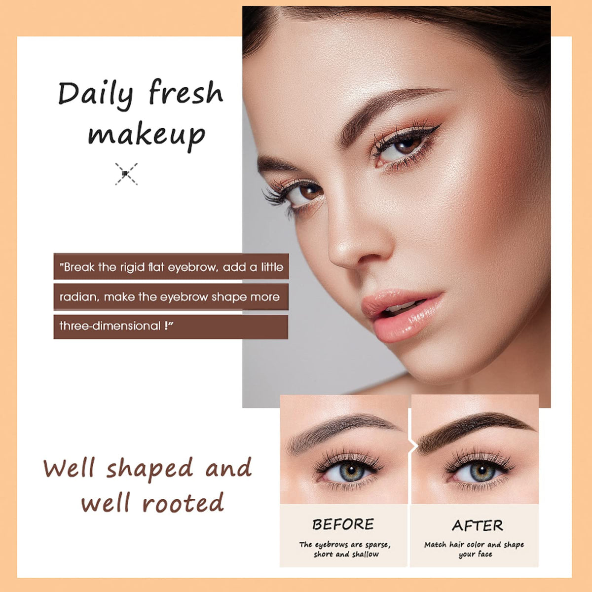 3Pcs Waterproof Eyebrow Pencil Dark Brown, Premium Eye Brow Pencil Brn with Spoolie Brush, Longwearing for Perfect Brows, Professional, Precision, Defines, Double-ended Eyebrow Pen for Women, O'CHEAL O'CHEAL