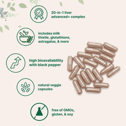 Liver Advanced+, 240 Veggie Capsules | 20-in-1 Complex with Milk Thistle, Dandelion, NAD, NAC, ALA, TUDCA, Glutathione, Artichoke, Turmeric, Micro Ingredients