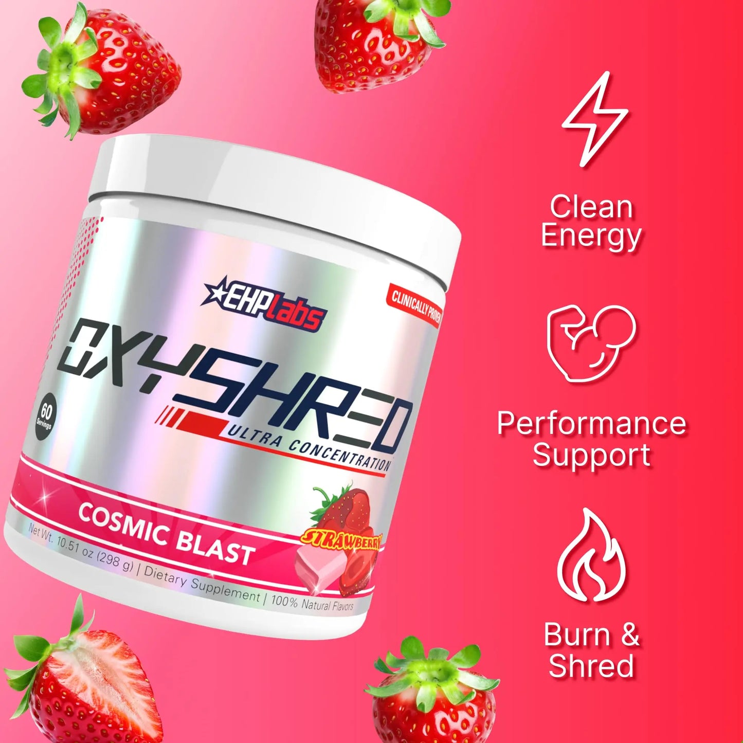 EHP Labs OxyShred Pre Workout Powder - Preworkout Powder with L Glutamine & Acetyl L Carnitine, Energy Boost Drink - Cosmic Blast, 60 Servings EHP Labs