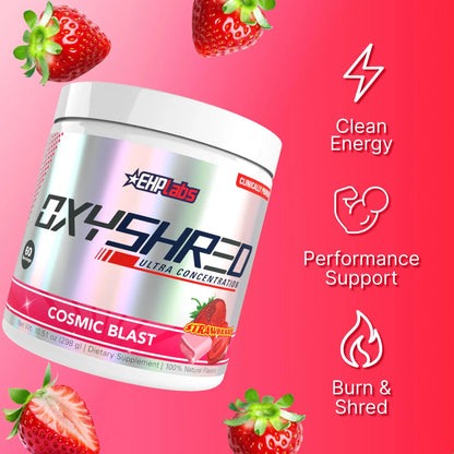 EHP Labs OxyShred Pre Workout Powder - Preworkout Powder with L Glutamine & Acetyl L Carnitine, Energy Boost Drink - Cosmic Blast, 60 Servings EHP Labs