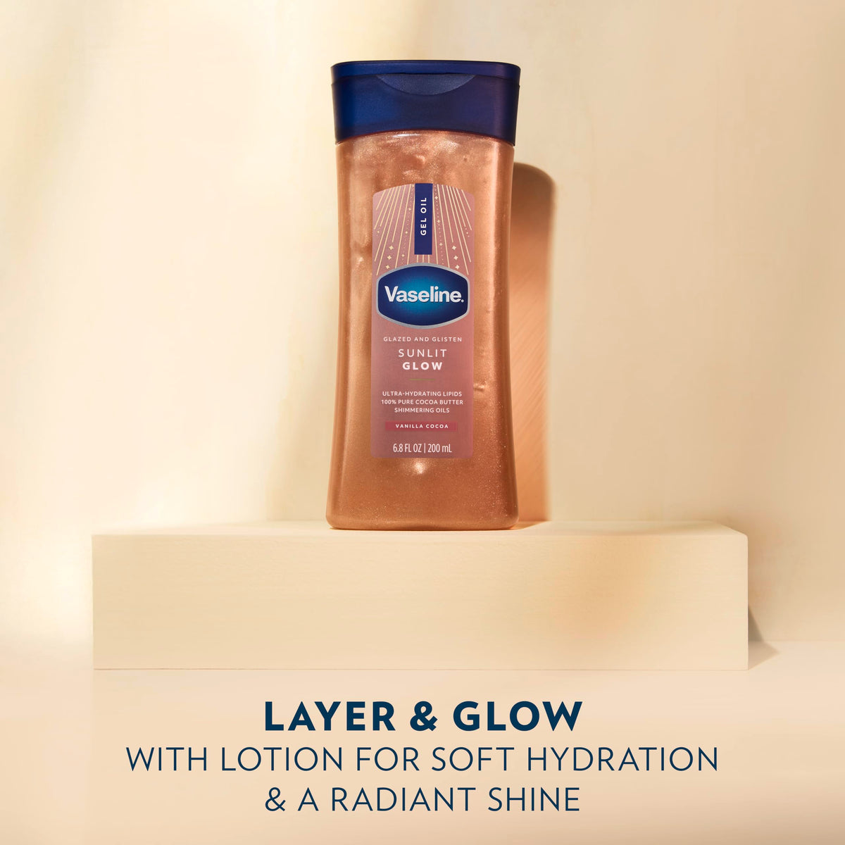 Vaseline Glazed and Glisten Sunlit Glow Body Gel Oil Shimmering 6.8oz 1ct Vaseline