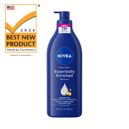 NIVEA Essentially Enriched Body Lotion, Very Dry Skin, Almond Oil, 16.9 Oz NIVEA