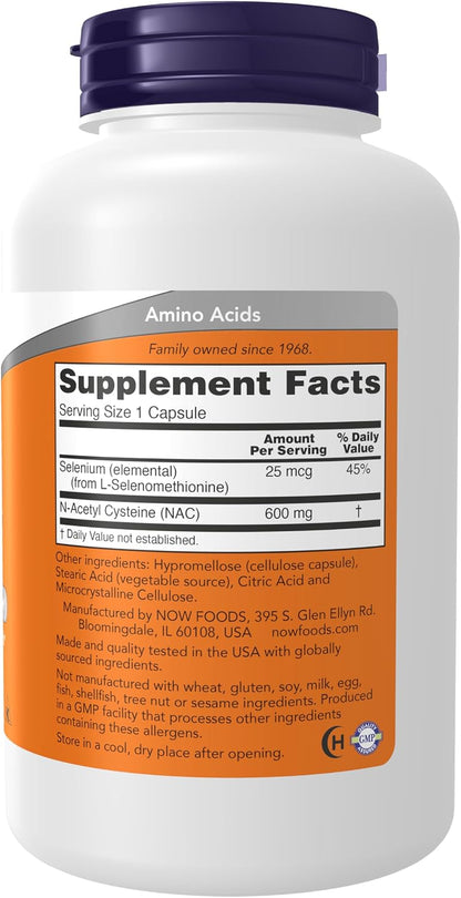 NOW Supplements, NAC (N-Acetyl Cysteine) 600 mg with Selenium, 250 Veg Capsules Gsupps Australia