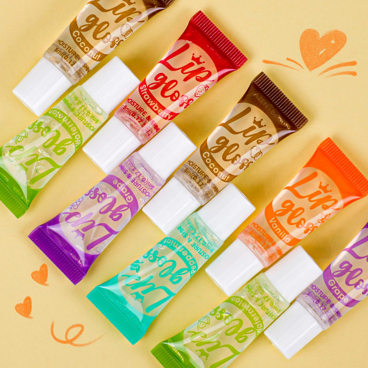 AZEN 24 Pack Lip Gloss Set, Clear Lip Gloss Bulk, Lip Oil for Dry Cracked Lips Moisturizing Hydrating Nourishing with Vitamin E AZEN
