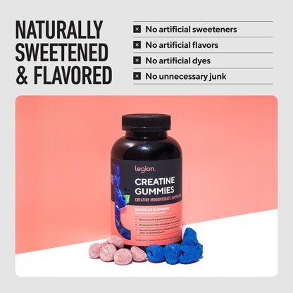 LEGION Creatine Monohydrate Gummies for Men & Women – Clean Chewable Creatine Supplement for Strength, Endurance & Muscle Recovery – 30 Lemon Drop Flavor Servings – No Artificial Flavors