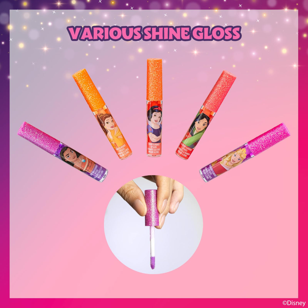 Townley Girl Disney Princess Lip Gloss Set, 12-Piece Plant-Based, Ages 3+ Townley Girl