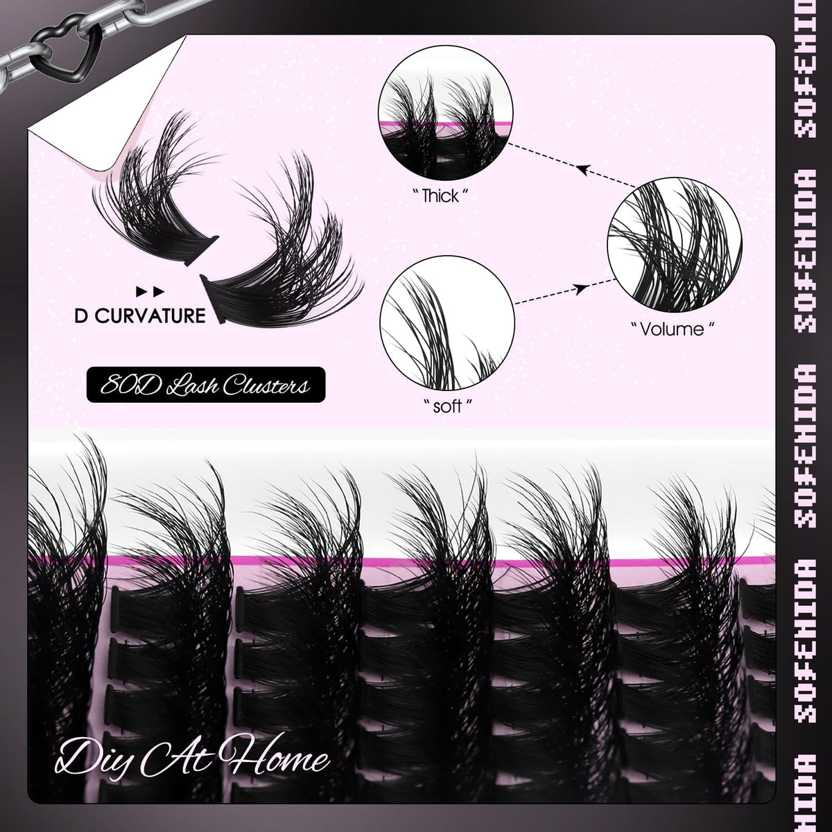 SOFENIDA Lash Clusters Kit 80D Lash Clusters Kit 10-18mm Volume Eyelash Clusters D Curly Cluster Eyelash Extensions 3D Wispy Lashes Cluster DIY Lash Extension Kit(80D-10-18MIX Thick Kit) SOFENIDA
