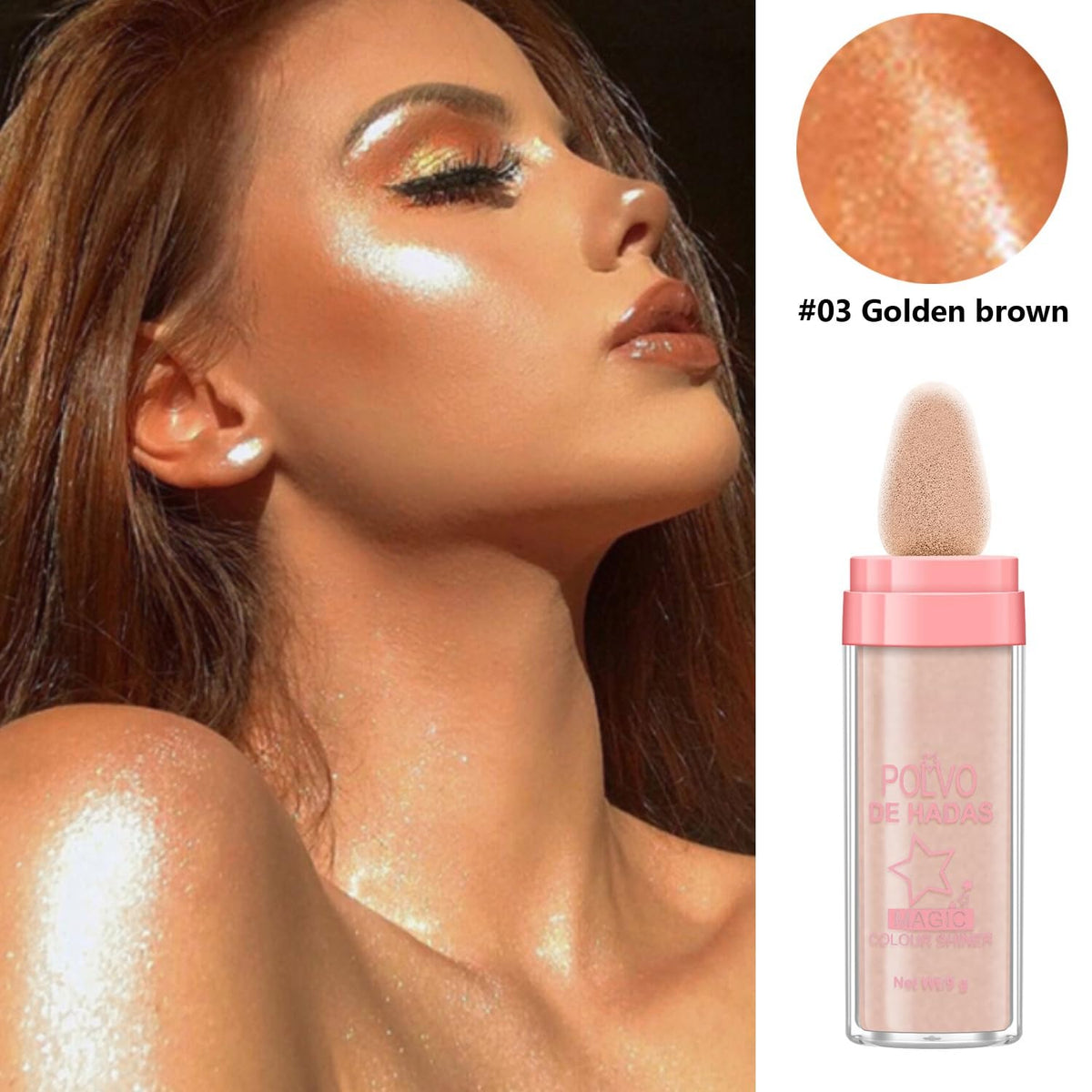 URQT 4 Color Polvo De Hadas Fairy Dust Highlight Patting - Full Body Contouring and Clavicle Pearlescent Patting Powder for Face and Eye, Christmas Sparkling Body Glitter (4 Pack) URQT