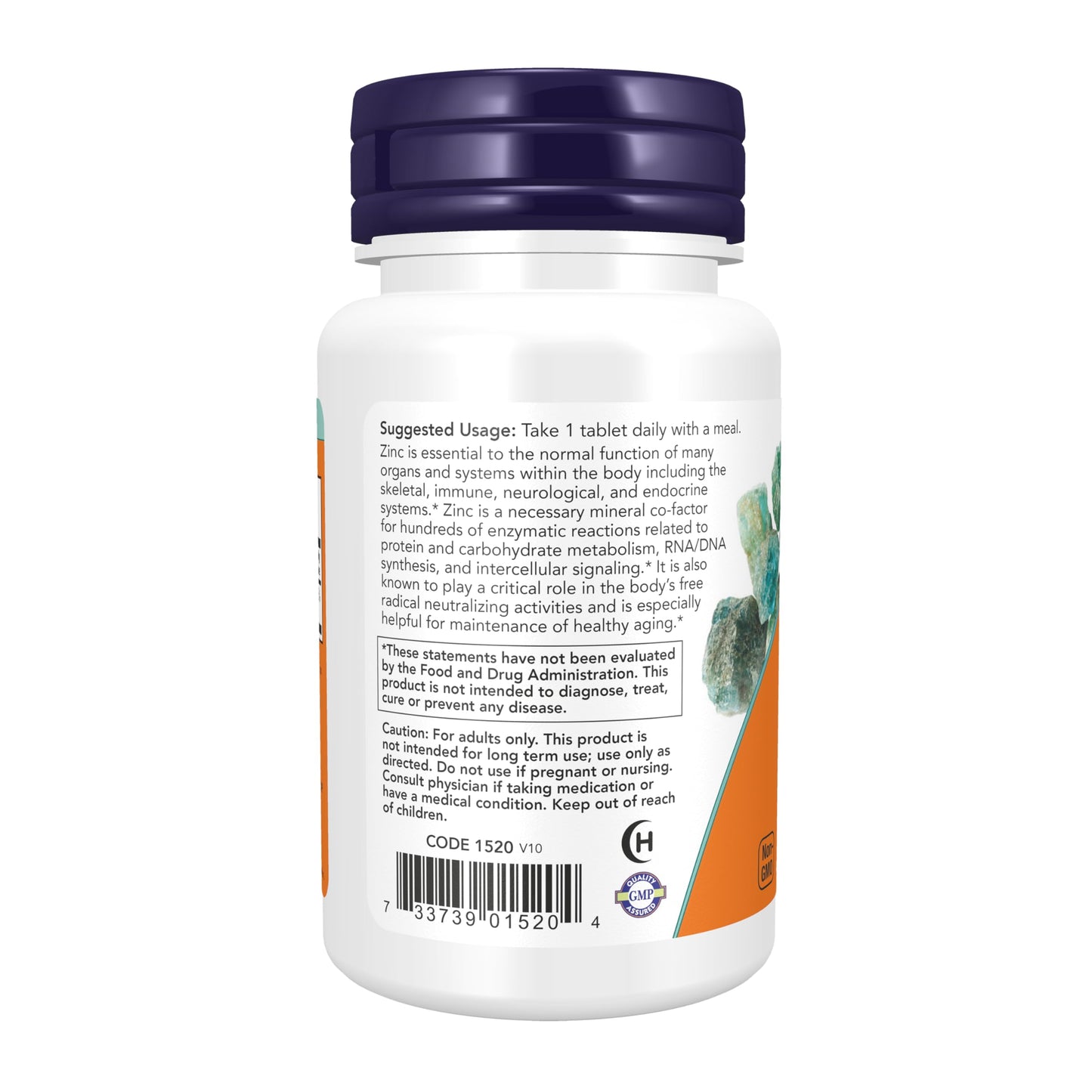 NOW Foods Supplements, Zinc (Zinc Gluconate) 50 mg, Supports Enzyme Functions*, Immune Support*, 100 Tablets NOW Foods