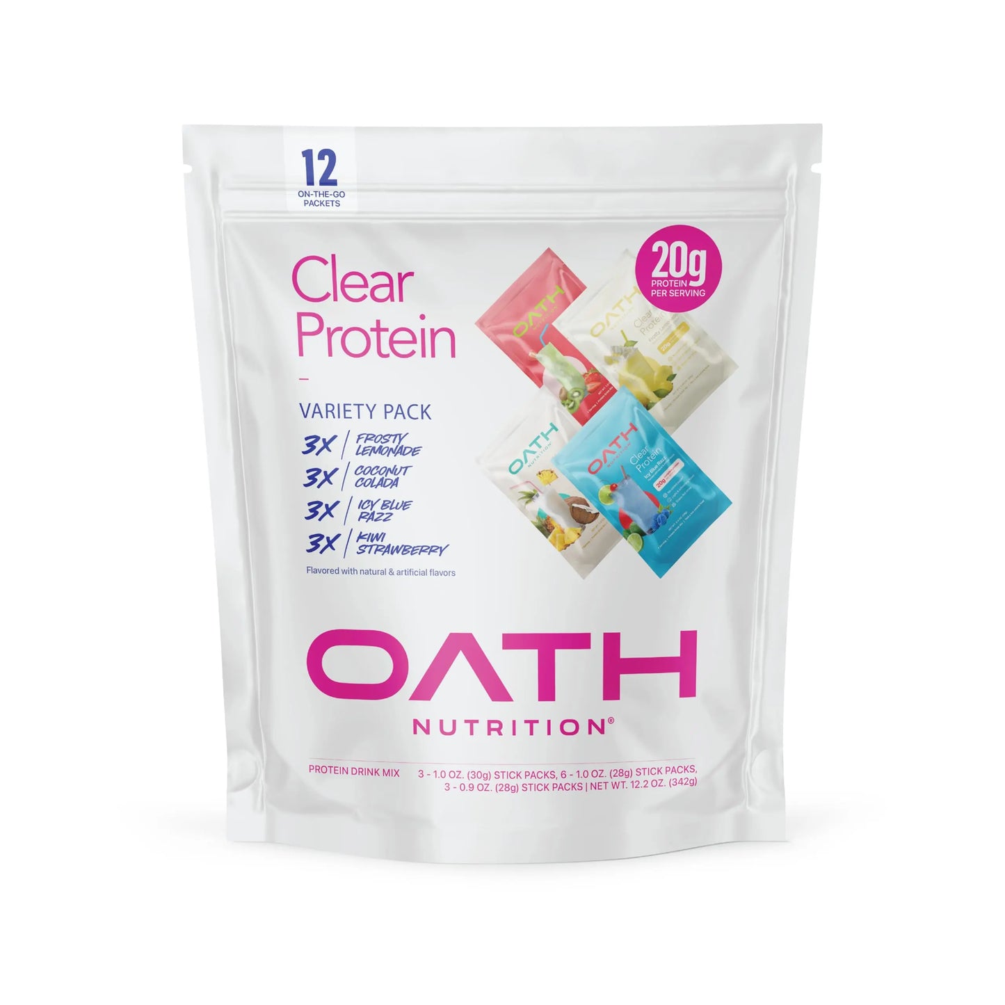 Oath Nutrition Clear Whey Isolate Protein Powder Variety Pack, 12 Pack OATH NUTRITION
