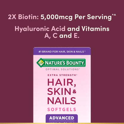 Nature's Bounty Advanced Hair, Skin & Nails, Argan-Infused Vitamin Supplement with Biotin and Hyaluronic Acid, 150 Rapid Release Softgels, 50 Total Servings Nature's Bounty