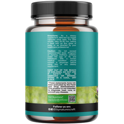 Liver Cleanse Detox & Repair - Milk Thistle Supplement for Digestion & Immune Health - Ginger Root, Choline & Dandelion Root Natures Craft