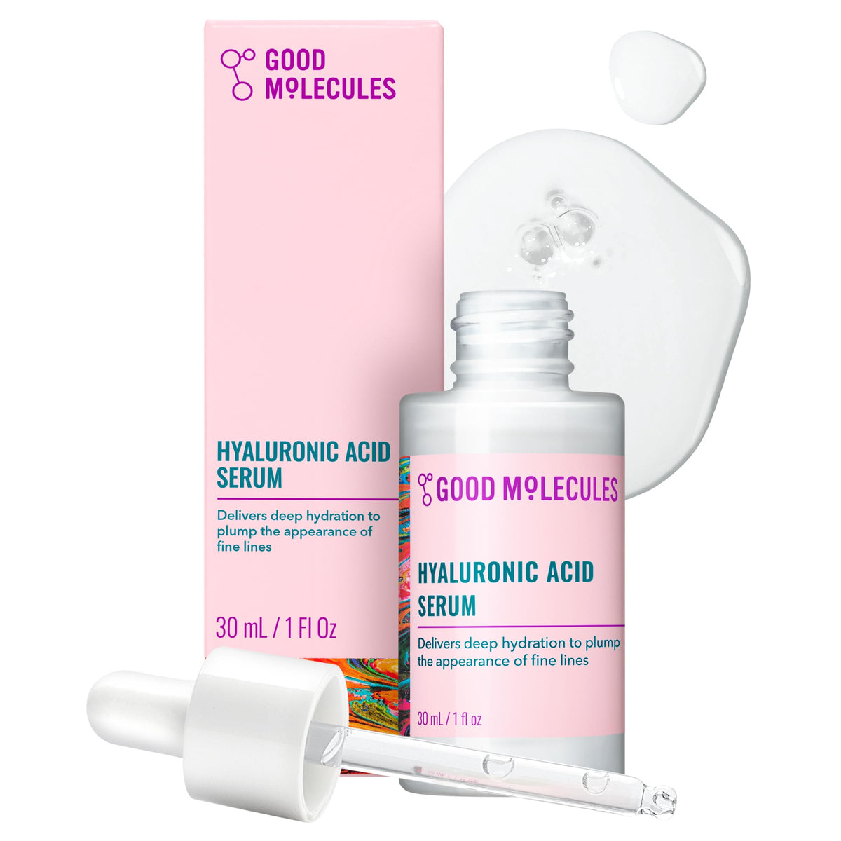 Good Molecules Hyaluronic Acid Serum for Face, Hydrating Serum, 1 fl oz Good Molecules
