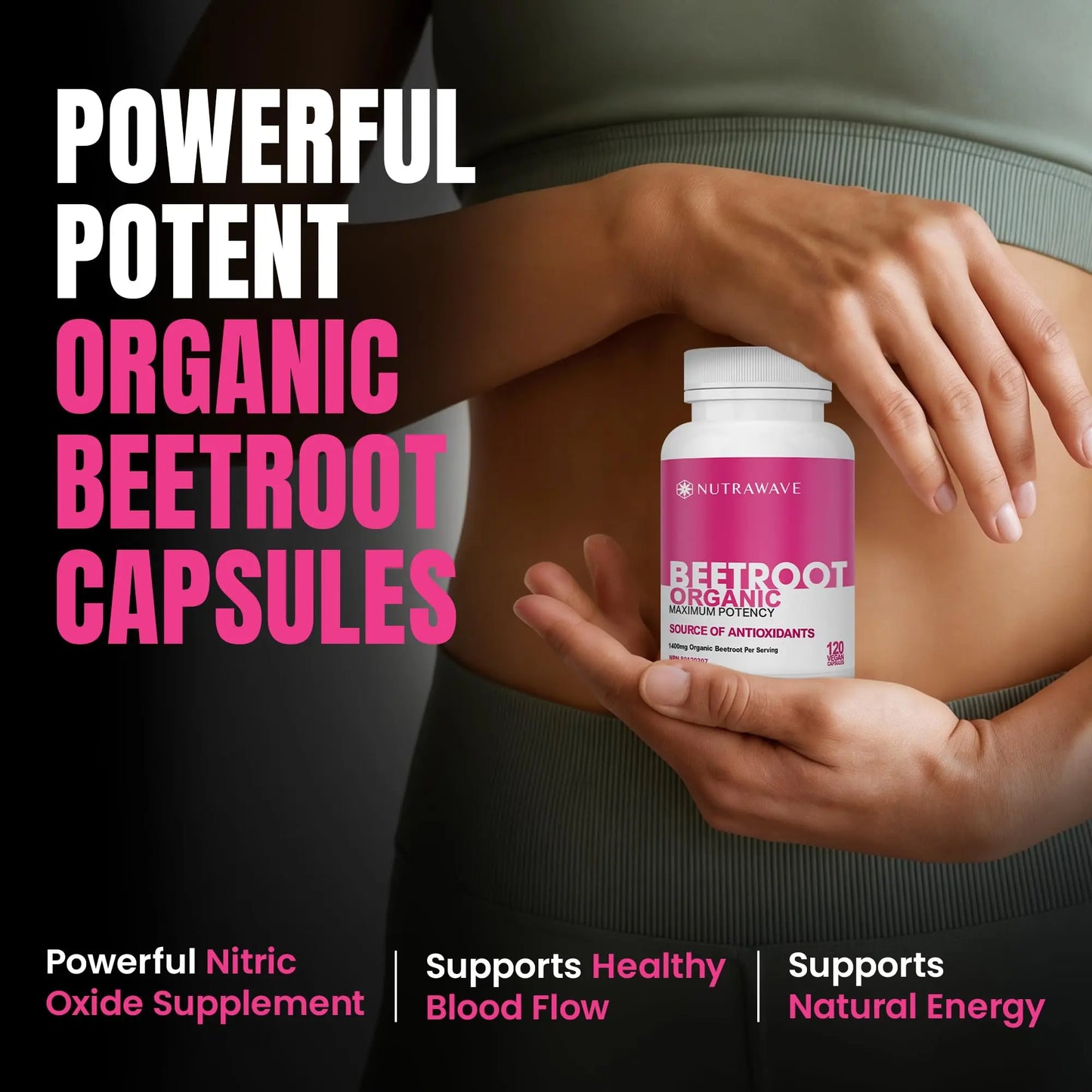 Nutra Wave 1400mg Organic Beet Root Capsules Per Serving – Nitric Oxide Booster for Men – Supports Blood Pressure, Energy, Circulation & Heart Health – Non-GMO, Vegan – 120 Capsules / 60 Day Supply Nutra Wave