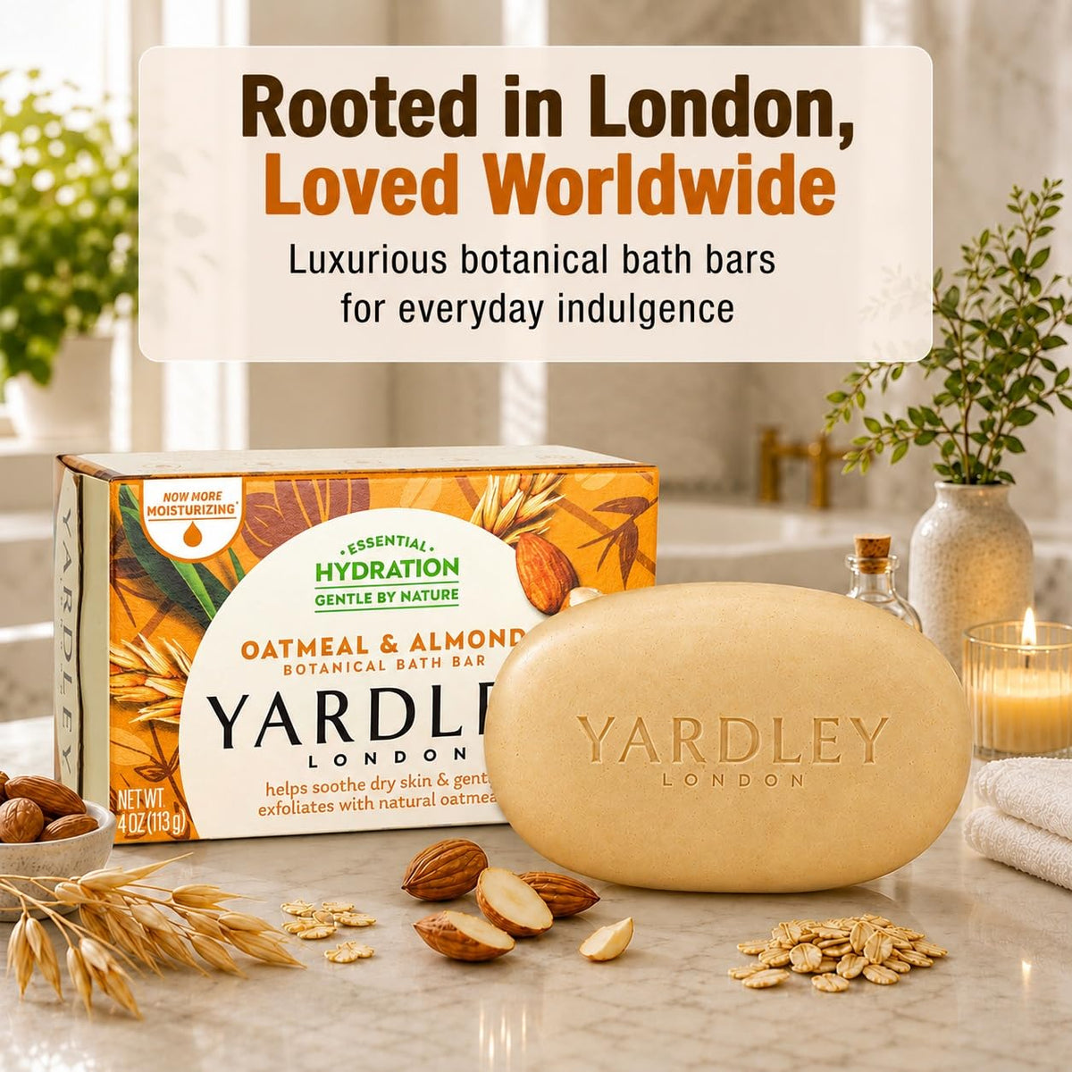 Yardley Oatmeal and Almond Bar Soap, Oatmeal & Almond, 4 Ounce Yardley