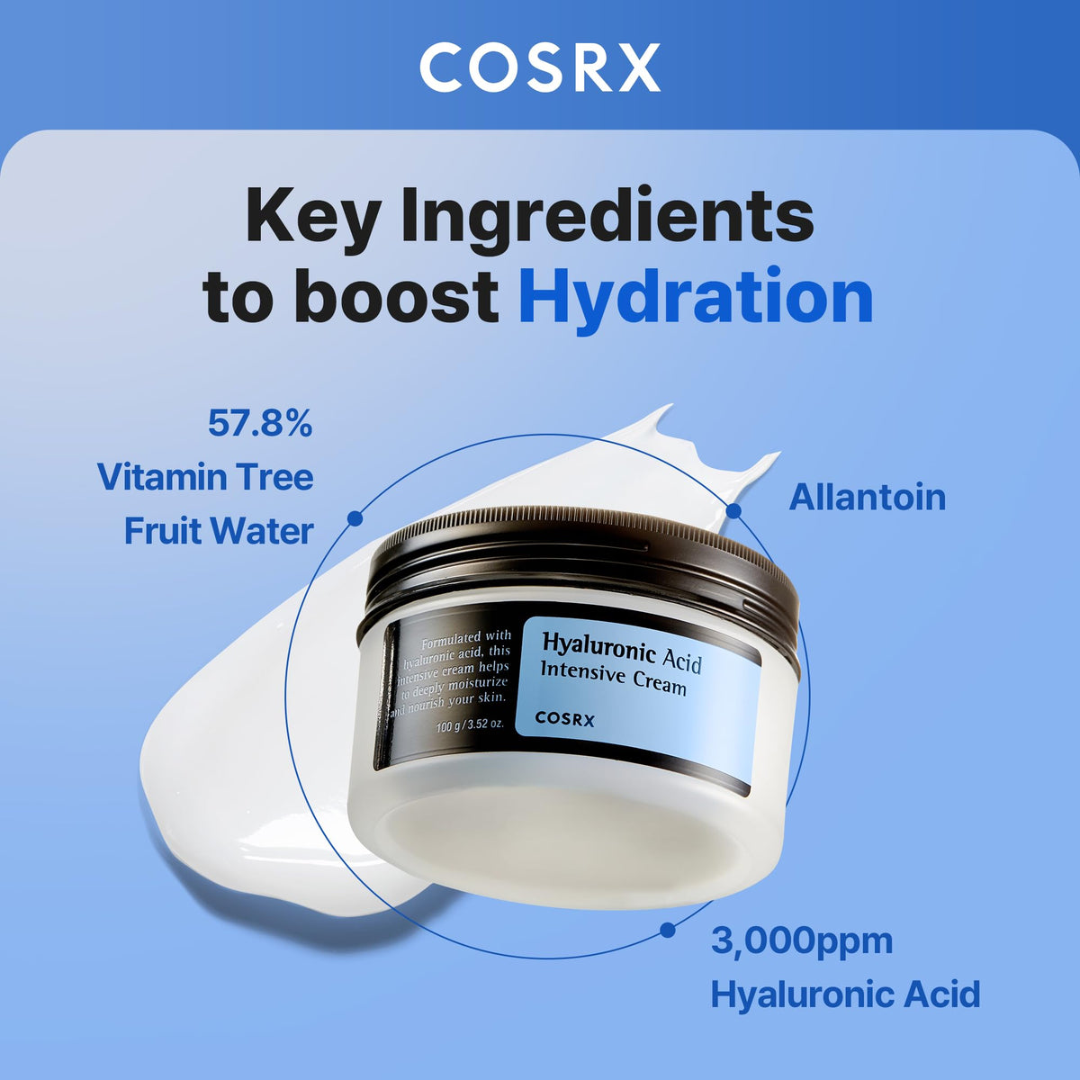 COSRX Hyaluronic Acid Cream, Daily Moisturizer for Sensitive Skin, 3.52 oz COSRX