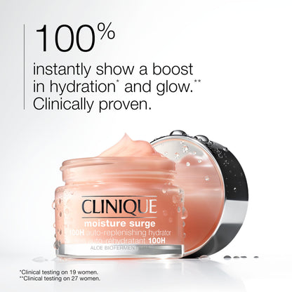 Clinique Moisture Surge 100H Auto-Replenishing Hydrator Oil Free Face Moisturizer | With Hyaluronic Acid, Aloe Bioferment and Vitamins C + E | For All Skin Types | Hydrating + Moisturizing, 1 Fl Oz Clinique