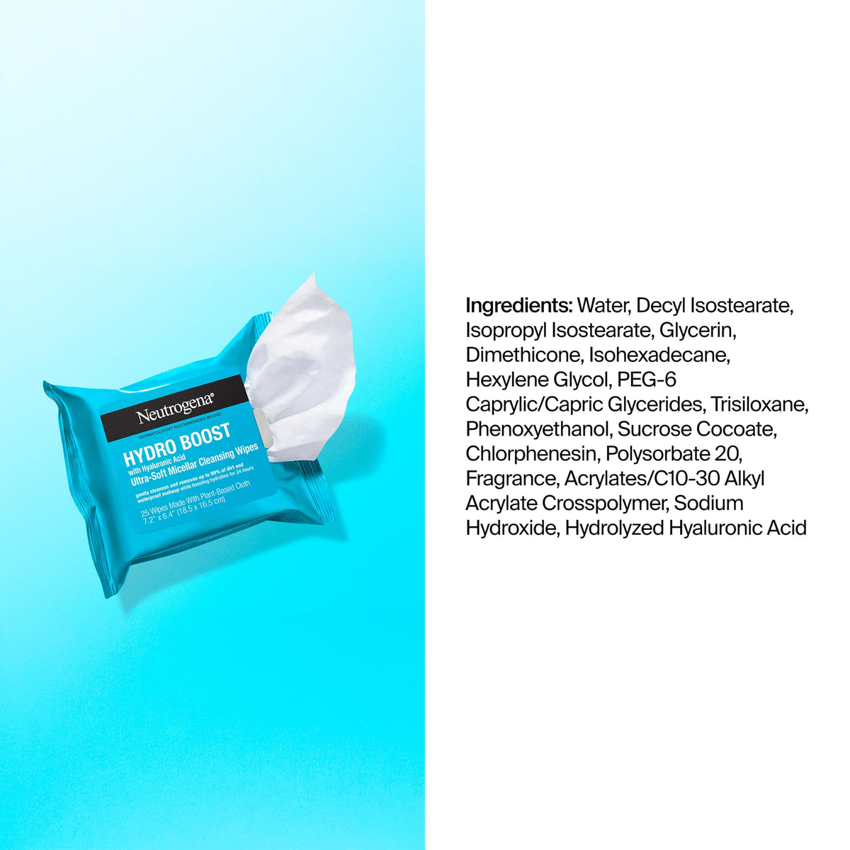 Neutrogena Hydro Boost Cleansing Wipes Makeup Remover, 25 Ct Neutrogena