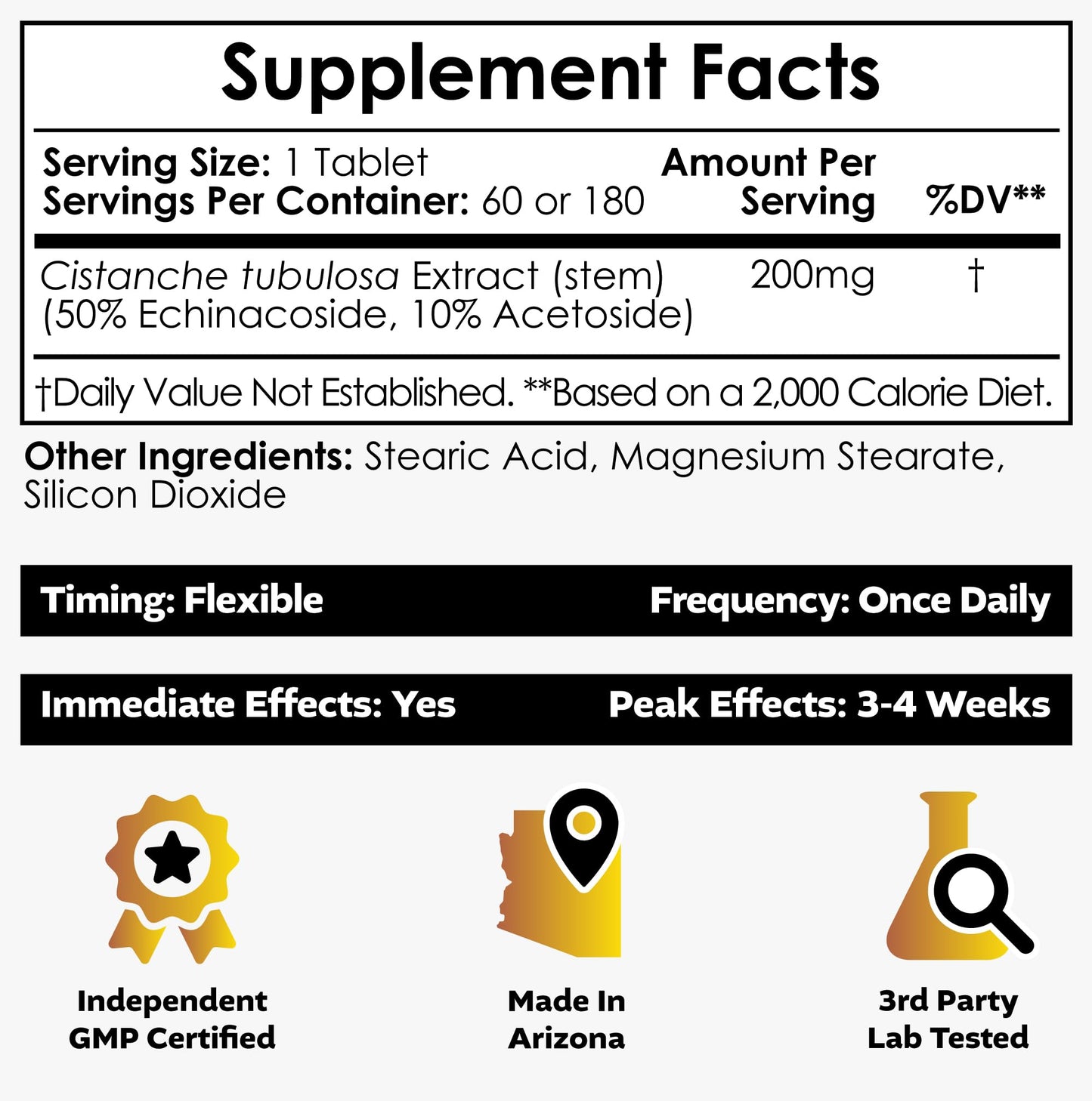 Nootropics Depot Cistanche tubulosa Tablets | 200mg | 60 Count | Minimum 50% Echinacoside + 10% Acetoside (Verbascoside) | Promotes Physical Strength and Energy | Promotes Vitality