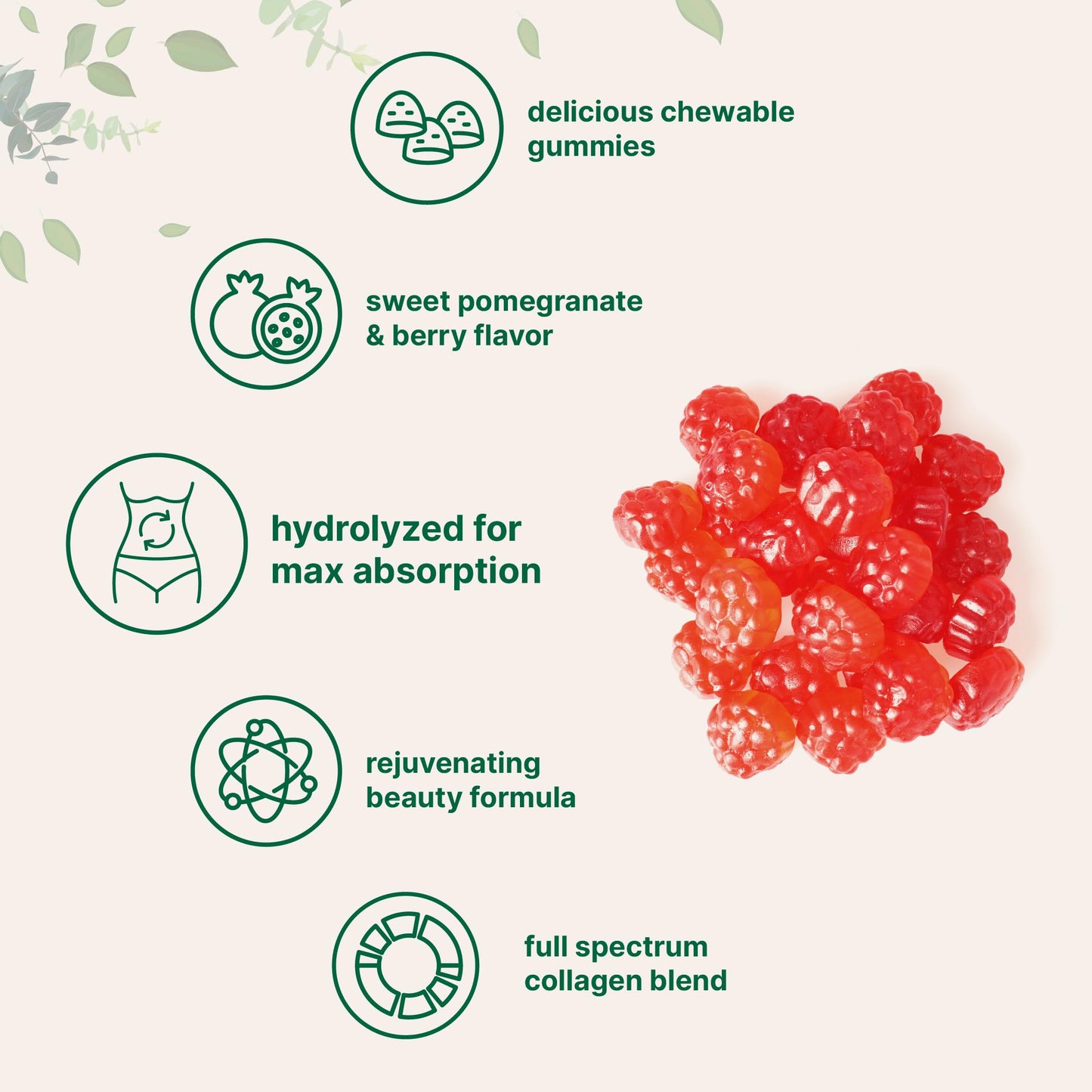 Micro Ingredients Multi Collagen Peptides, 120 Collagen Gummies | Type I,II,III,V,X Protein with Biotin, Hyaluronic Acid, & Vitamin C Complex | Pomegranate & Berry Flavored Micro Ingredients