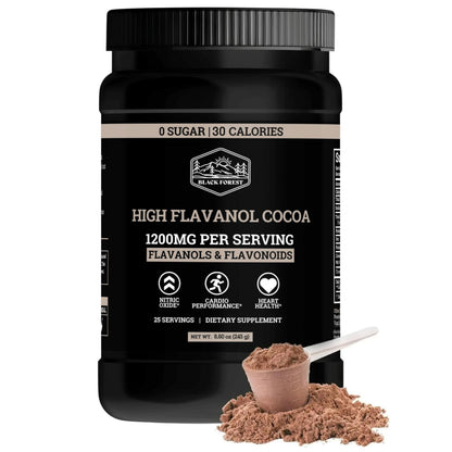 Black Forest High Flavanol Cocoa Powder (1200mg Flavanols & Flavonoids Supplements)10X More Flavanols (Epicatechin) Than Cocoa & 600mg of Epicatechin Supplement Black Forest