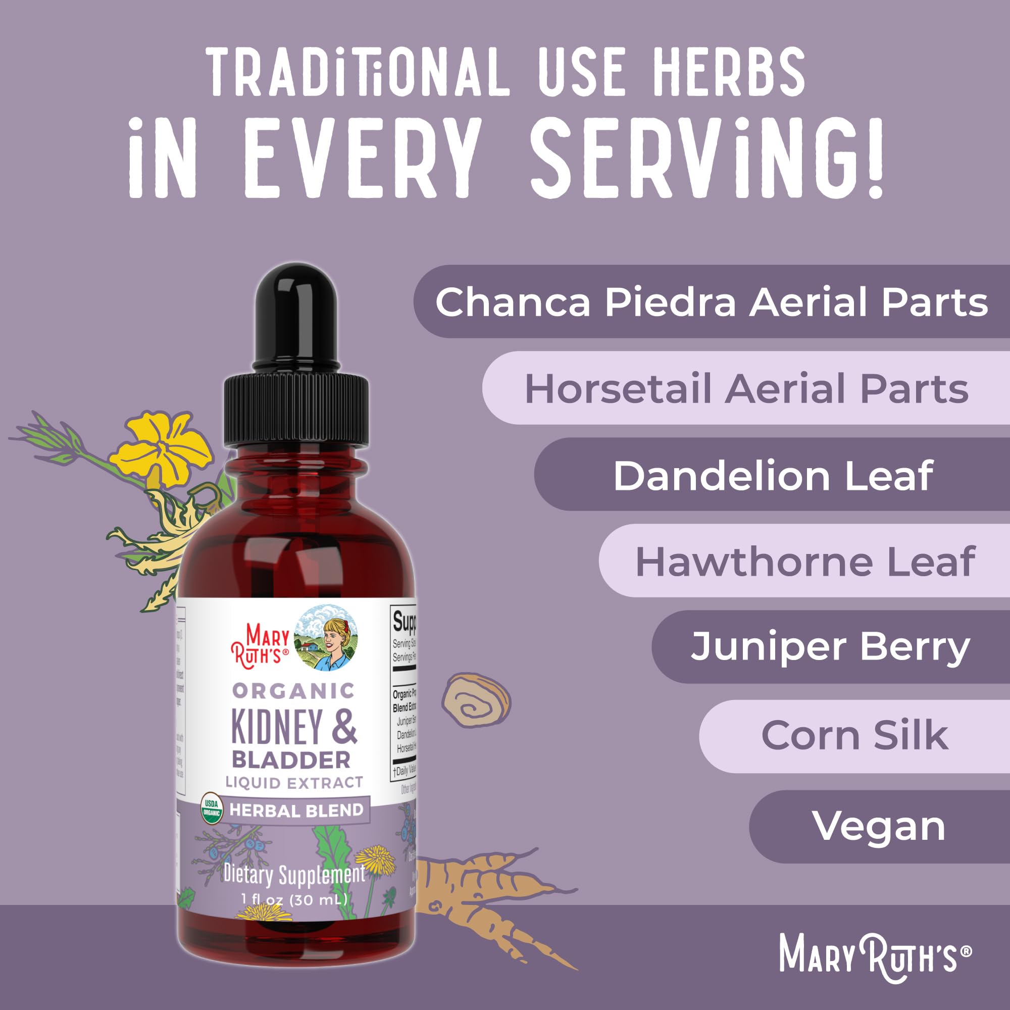 MaryRuth Organics Herbal Supplement Drops | Support Renal & Urinary Systems | Juniper Berry | Cleavers | Dandelion | Hawthorn | Horsetail & Chanca Piedra | Vegan | Non-GMO | 1 Fl Oz MARYRUTH'S buy australia supplements