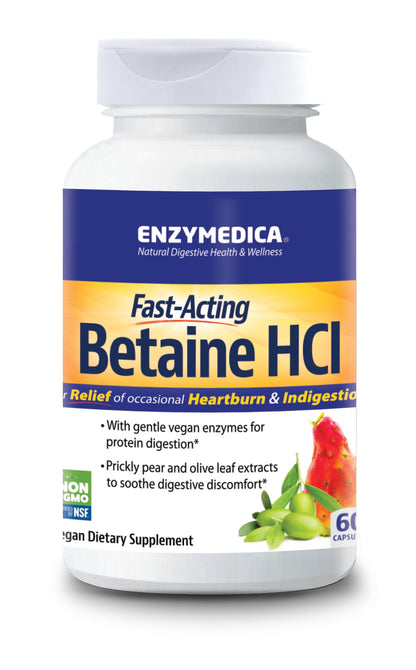 Enzymedica Betaine HCl for Men & Women - Betaine Hydrochloric Acid Supplement, Protease Digestive Enzyme Blend, Digestive Health Support, Occasional Heartburn & Indigestion Support, Vegan - 120 Caps Gsupps Australia