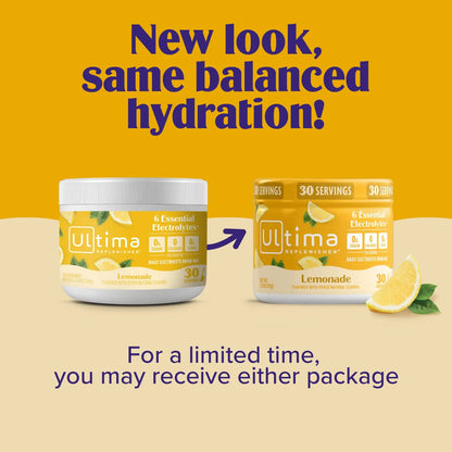 Ultima Replenisher Daily Electrolyte Powder Drink Mix – Lemonade, 30 Servings Canister – Zero Sugar Hydration Powder with 6 Electrolytes & Minerals Ultima Replenisher