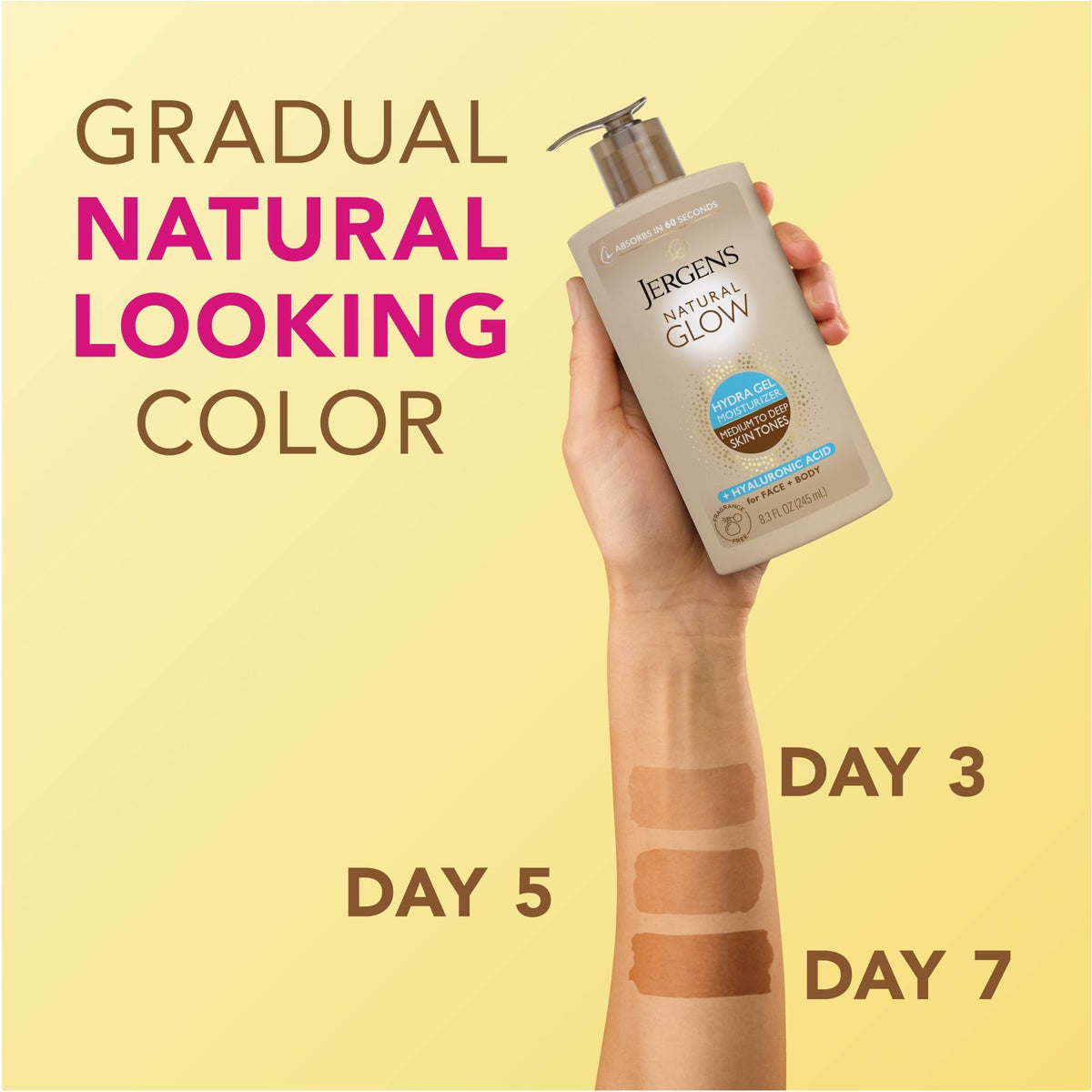 Jergens Natural Glow Hydra Gel Self Tanner, Medium to Deep, 8.3 fl oz Jergens
