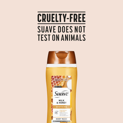 Suave Moisturizing Body Wash, with Milk & Honey and Vitamin E Extract, No Parabens, No Phtahaltes, 18 Oz Pack of 6 Suave