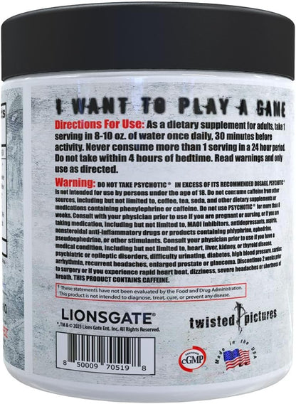 Insane Labz Psychotic Saw, High Stim Pre Workout Powder with OxyGold™ and AMPiberry®,Extreme Lasting Energy with Teacrine®,Focus with CognitIQ® and Endurance (30 Servings, Fruit Punch)