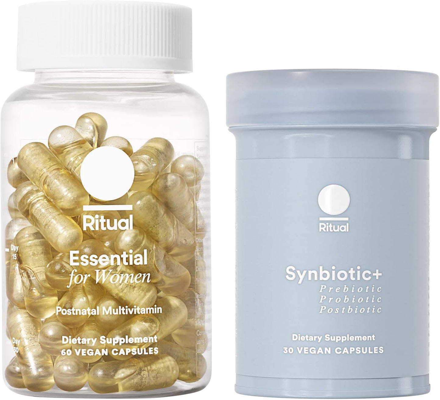 Ritual Postnatal Multivitamin and Gut Duo Supplements with Postnatal Vitamins and Synbiotic+: 3-in-1 Probiotic, Prebiotic, Postbiotic, Supports Lactation, and Gut Health, 30 Day Supply