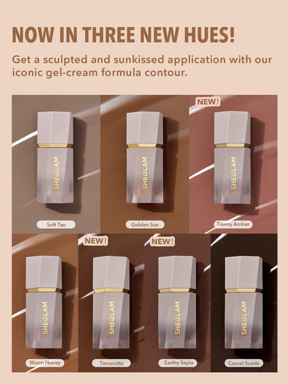 SHEGLAM Sun Sculpt Cool Toned Liquid Contour Stick Long Lasting Cream Bronzer Makeup - 01 Soft Tan SHEGLAM