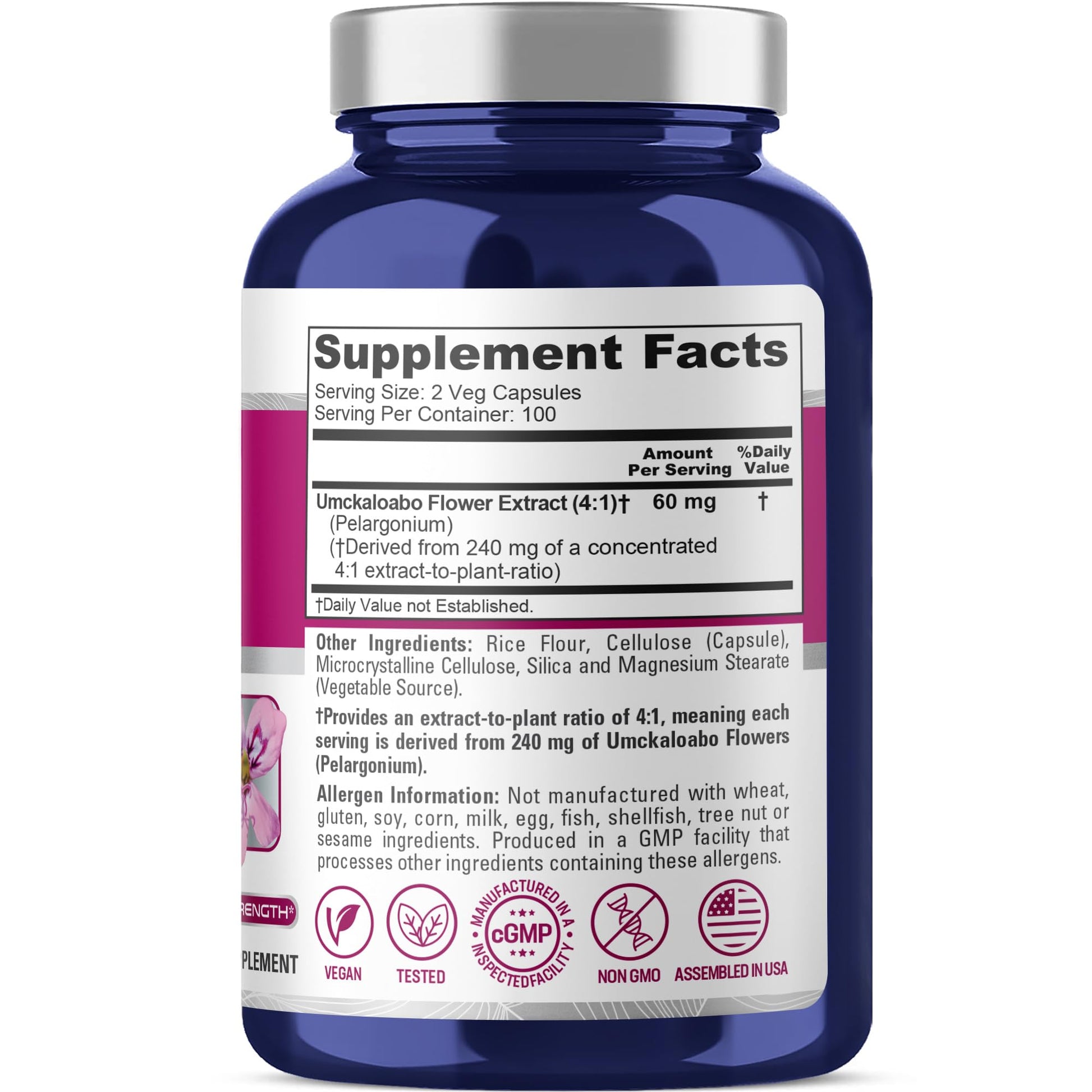 NusaPure Umckaloabo 4:1 Extract, 60 mg Equivalent to 240 mg Veggie Caps 200 Count (Non-GMO, Vegan) NusaPure buy australia supplements