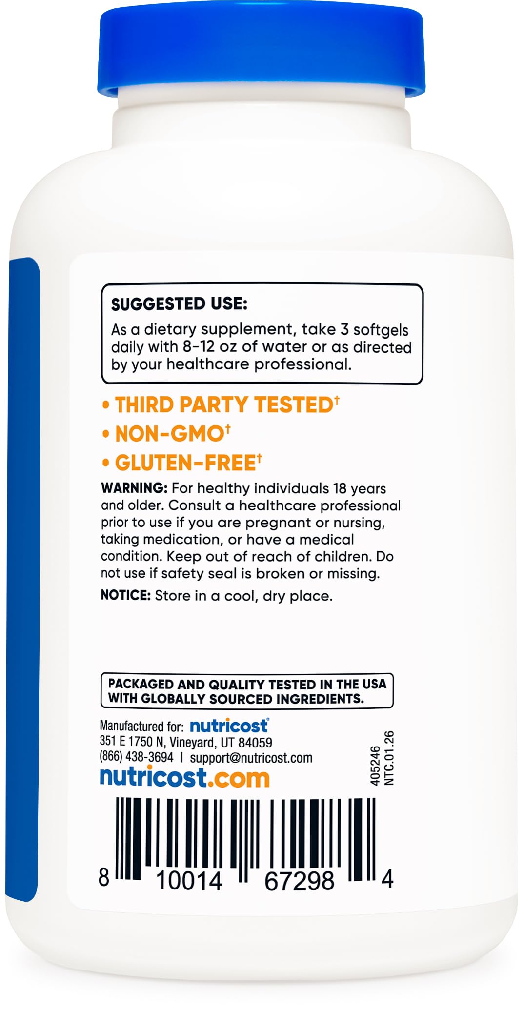 Nutricost Omega 3 Fish Oil - 2500MG, 120 Softgels (40 Serv) - Fish Oil, Wild Caught! 1200mg EPA 850mg DHA Nutricost