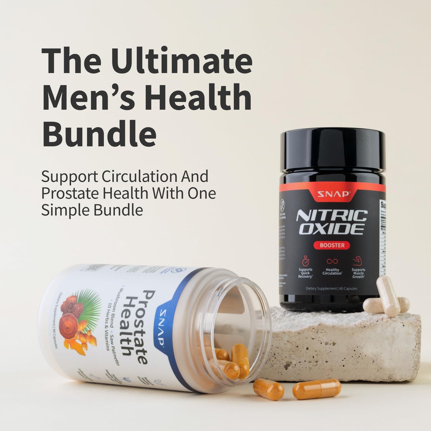 Snap Supplements Prostate Health & Nitric Oxide Supplement Bundle for Men, 90 + 60 Vegetarian Capsules (1 Month Supply) Snap Supplements