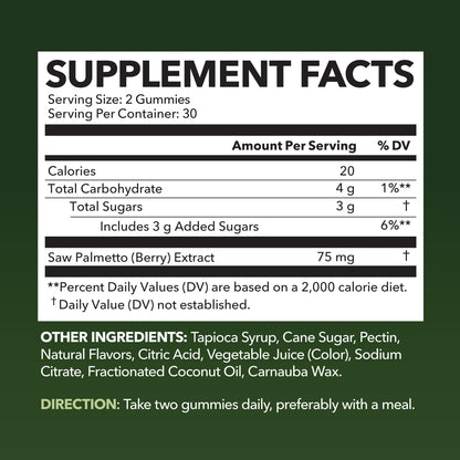Saw Palmetto Gummies for Men, Prostate Health Supplement, 60 Count | DHT Blocker for Men for Hair Health & Male Patterned Balding, Supports Scalp and Prostate Wellness, Raspberry, 30 Day Supply Gsupps Australia