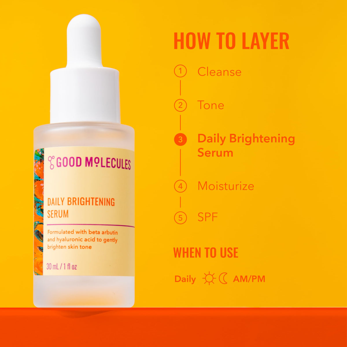 Good Molecules Daily Brightening Serum with Beta Arbutin, 1 fl oz Good Molecules