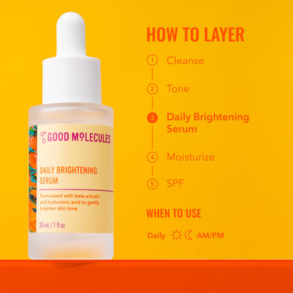 Good Molecules Daily Brightening Serum with Beta Arbutin, 1 fl oz Good Molecules